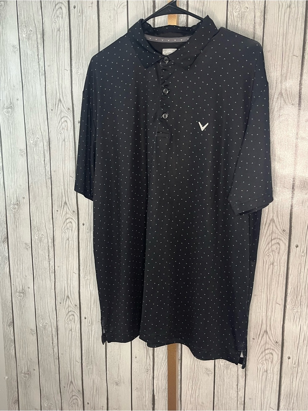 Callaway Opti Dri Men’s Golf Shirt black Chevron LG Poly Blend collard polo